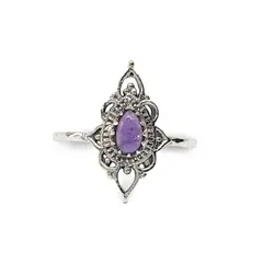 ANDREA COGGIOLA JOYAS - Anillo Ishani Piedra Amatista Plata Fina 925