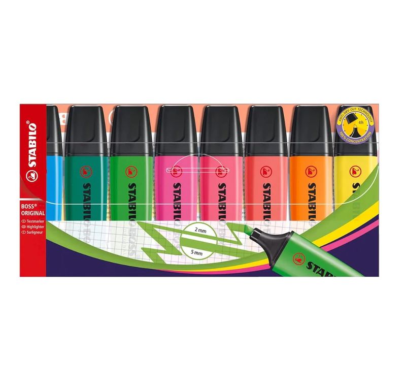 Pack 8 Destacadores Boss Colores Fluorescente