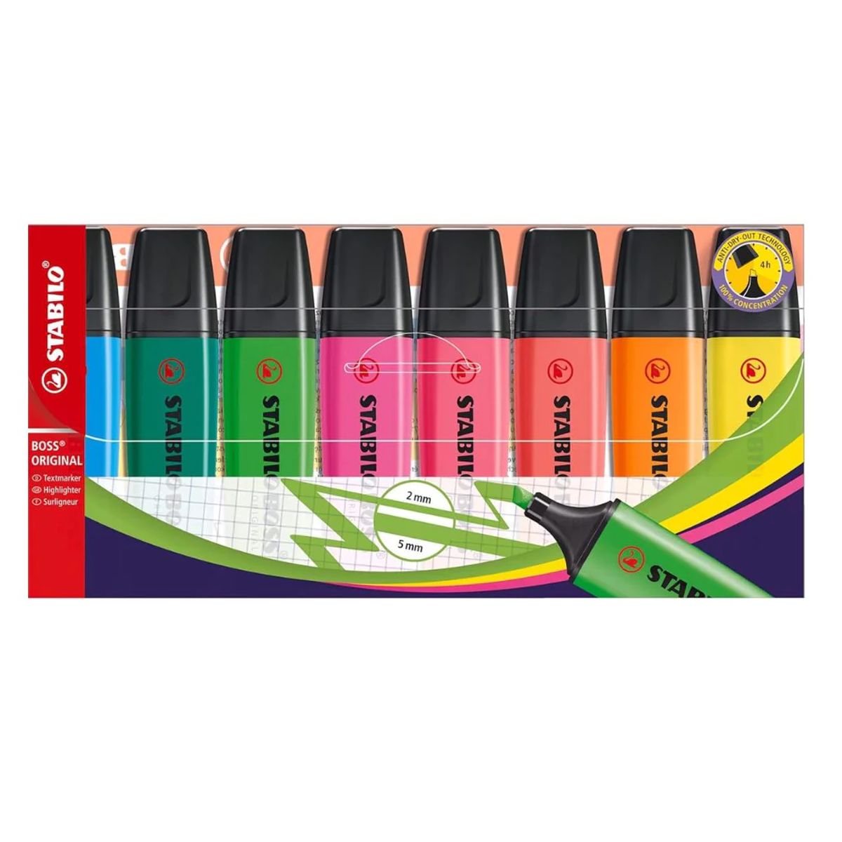 STABILO - Pack 8 Destacadores Boss Colores Fluorescente Stabilo