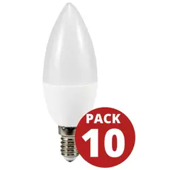 WANT - Ampolleta Led E14 Tipo Vela 7w. Luz Fria Pack 10