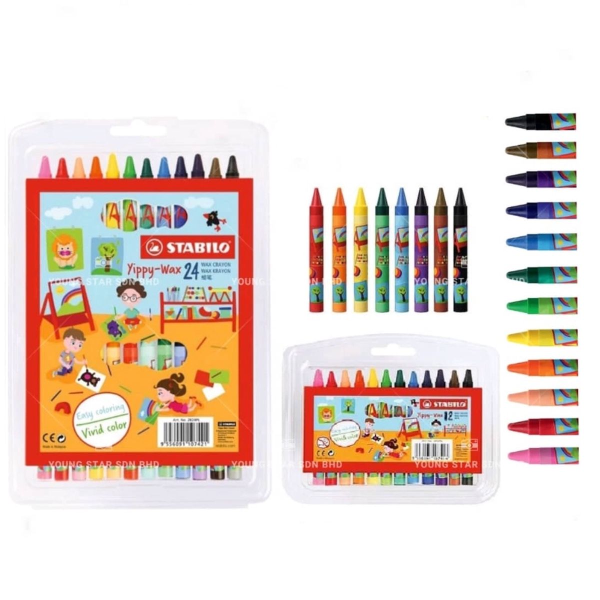 STABILO - 24 Lapices Crayones De Cera Niños Stabilo