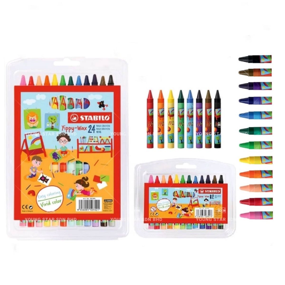 STABILO - 24 Lapices Crayones De Cera Niños Stabilo