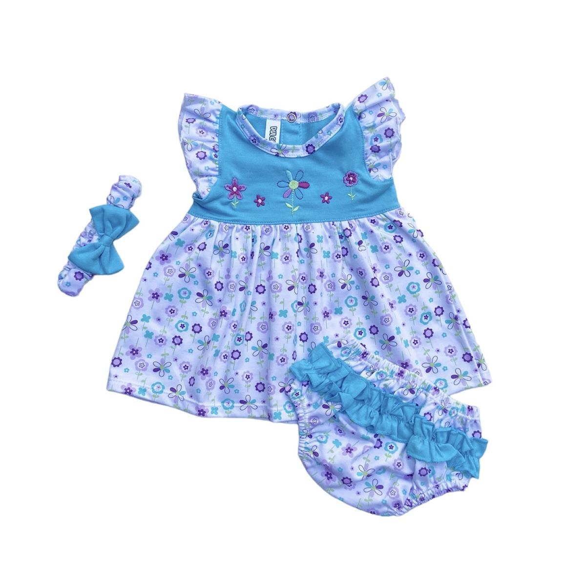Dulcebb - Conjunto 3 Piezas Vestido Calzón Para Bebé