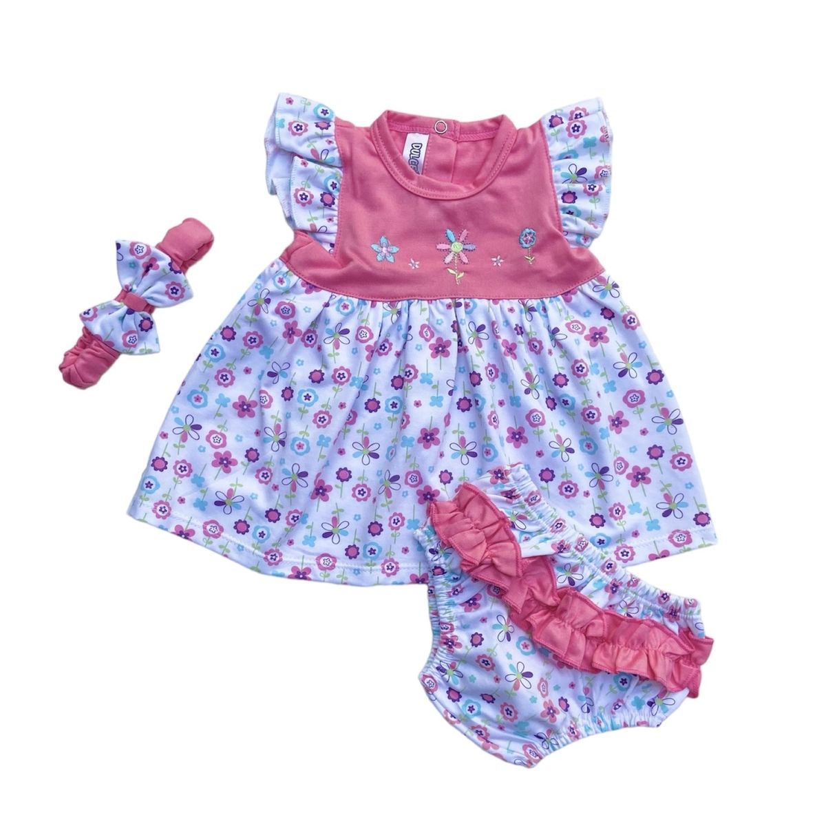 Dulcebb - Conjunto 3 Piezas Vestido Calzón Para Bebé