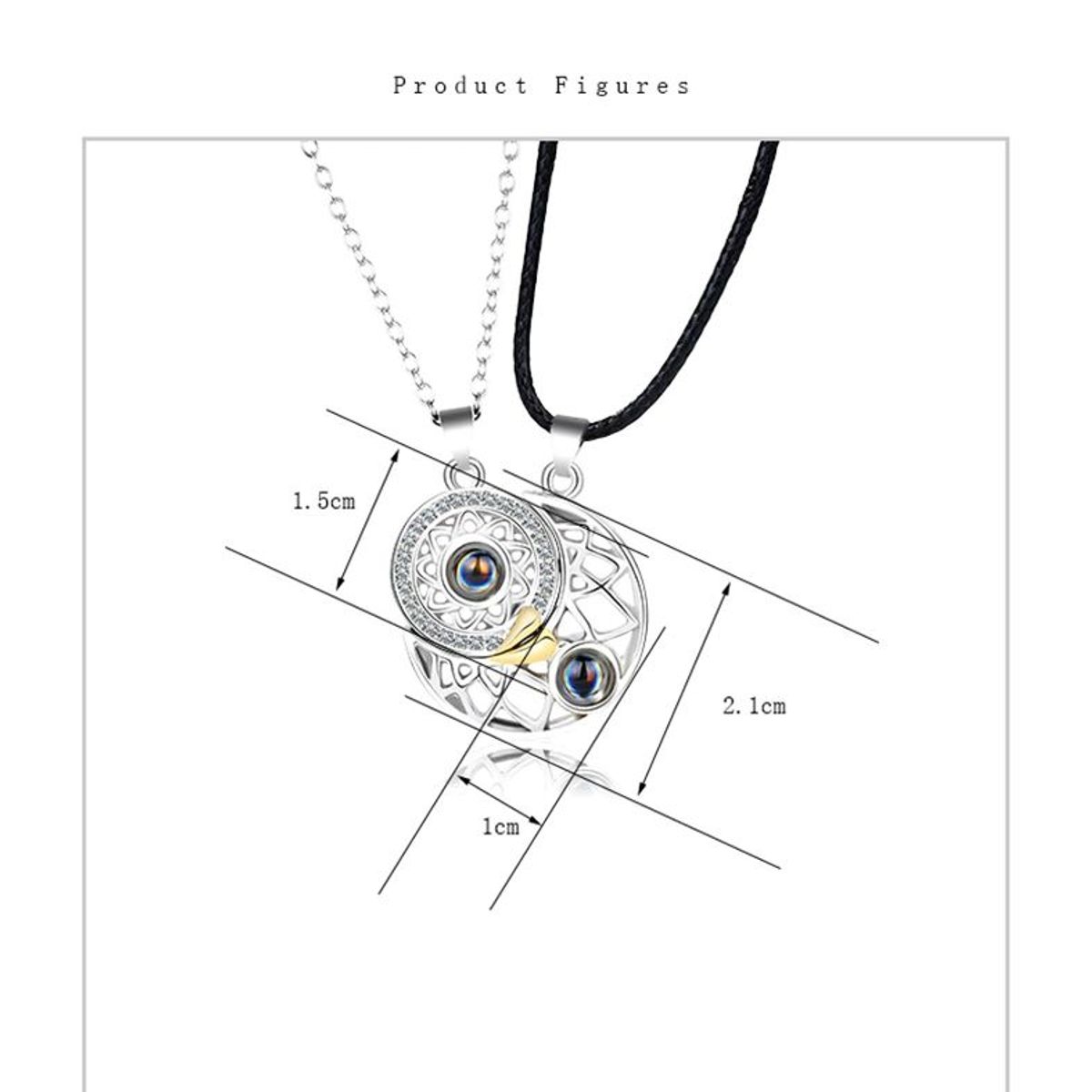GENERICO - Collar De Parejas Sol Y Luna Proyecta Te Amo En 100 Idiomas