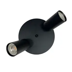 WANT - Foco Sobrepuesto Base Redonda 2xGU-10 Altair II Negro Ampolleta Fría