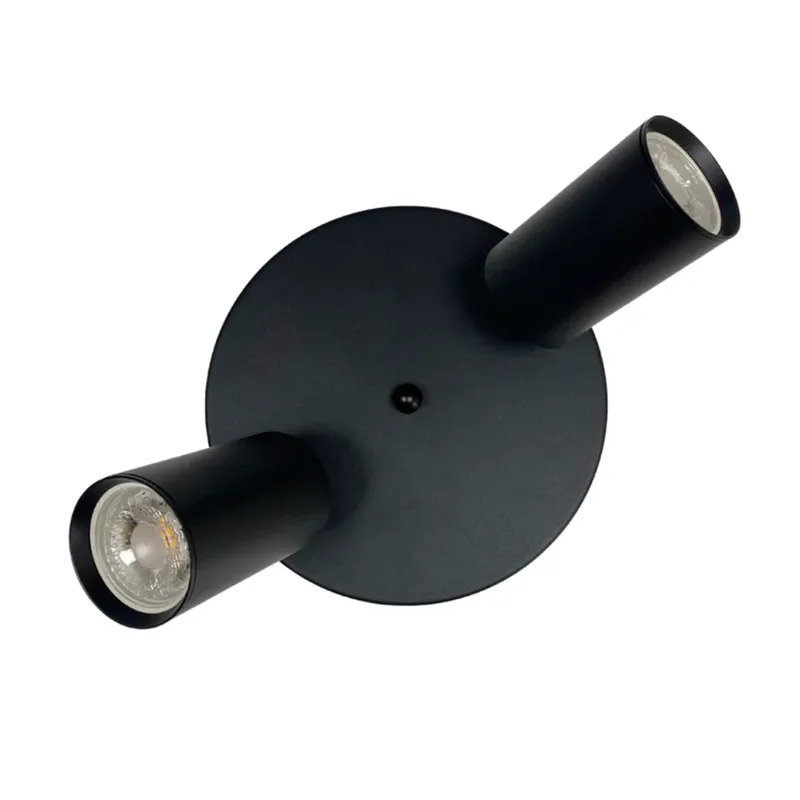 HB LEDS - Foco Sobrepuesto Base Redonda 2xGU-10 Altair II Negro Ampolleta Cálida