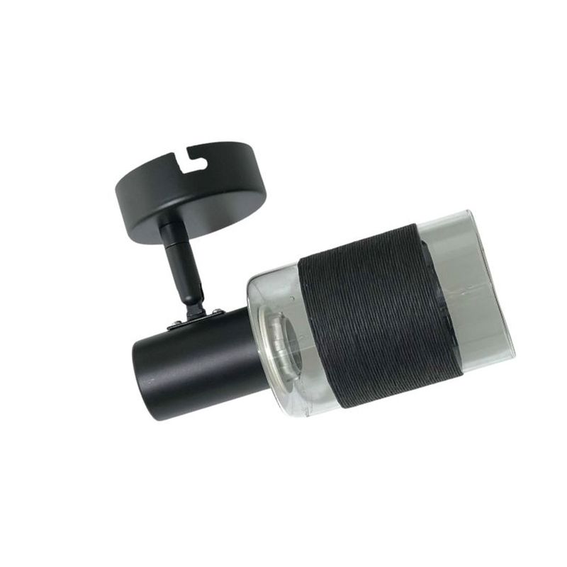 HB LEDS - Foco Apliqué Techo Simple Vidrio E-14 Negro Ampolleta Fría