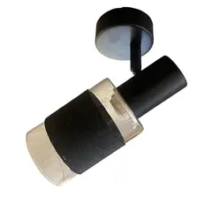 HB LEDS - Foco Apliqué Techo Simple Vidrio E-14 Negro Ampolleta Cálida