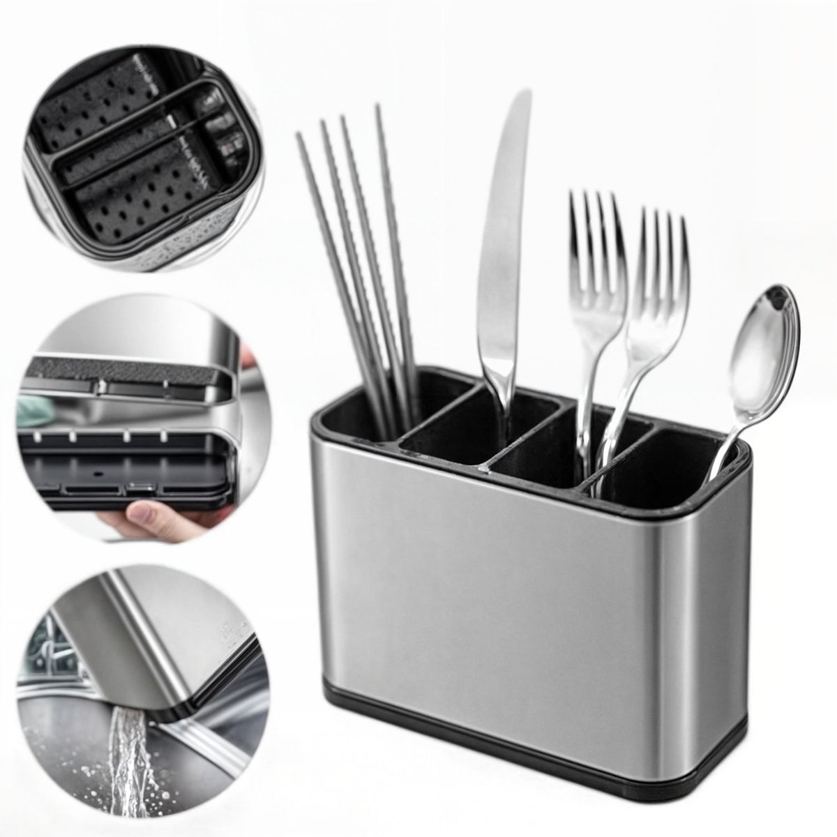 GENERICO - porta cubiertos porta servicios escurridor cubiertos acero inox