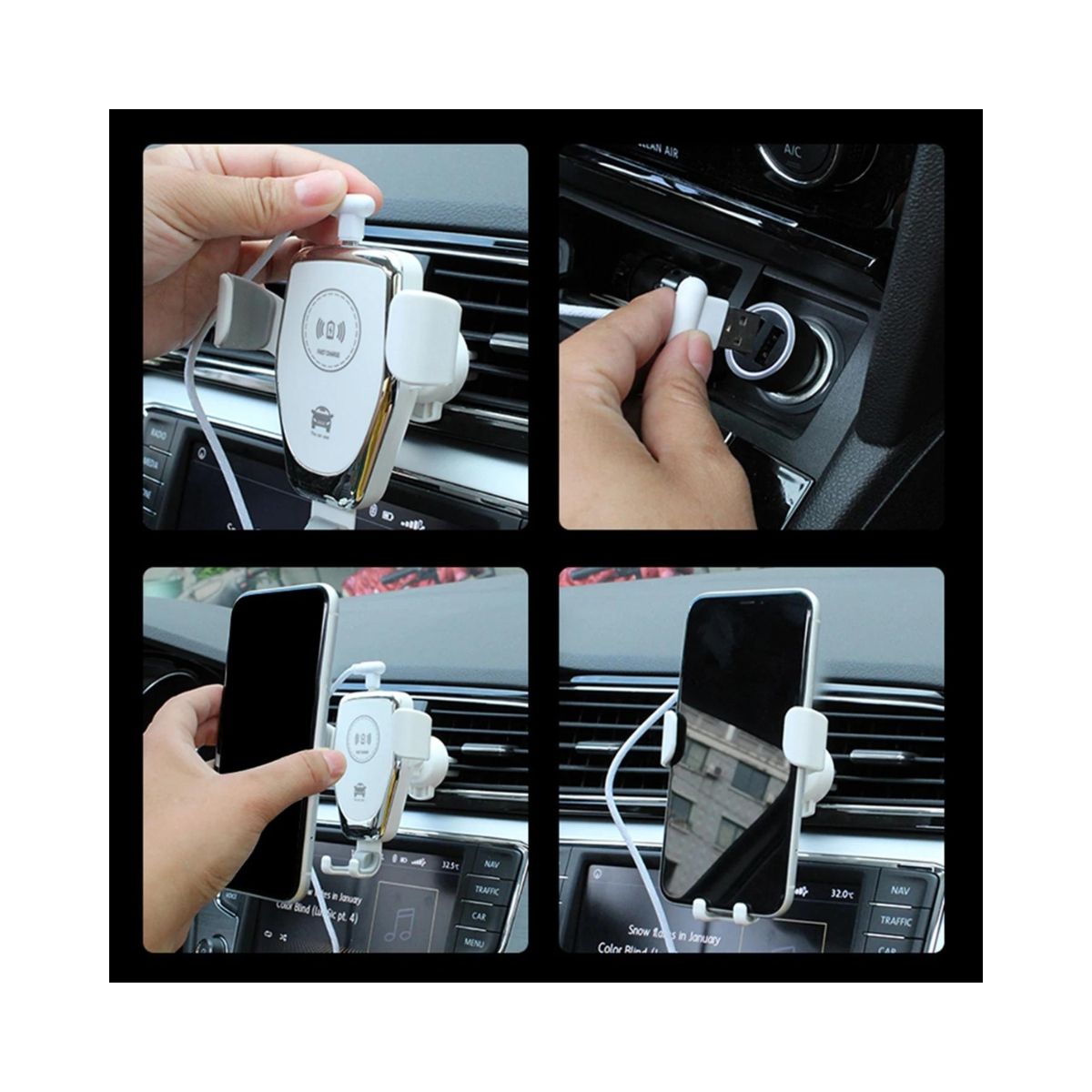 GENERICO - Cargador Inalámbrico con Soporte para Teléfono en el Coche