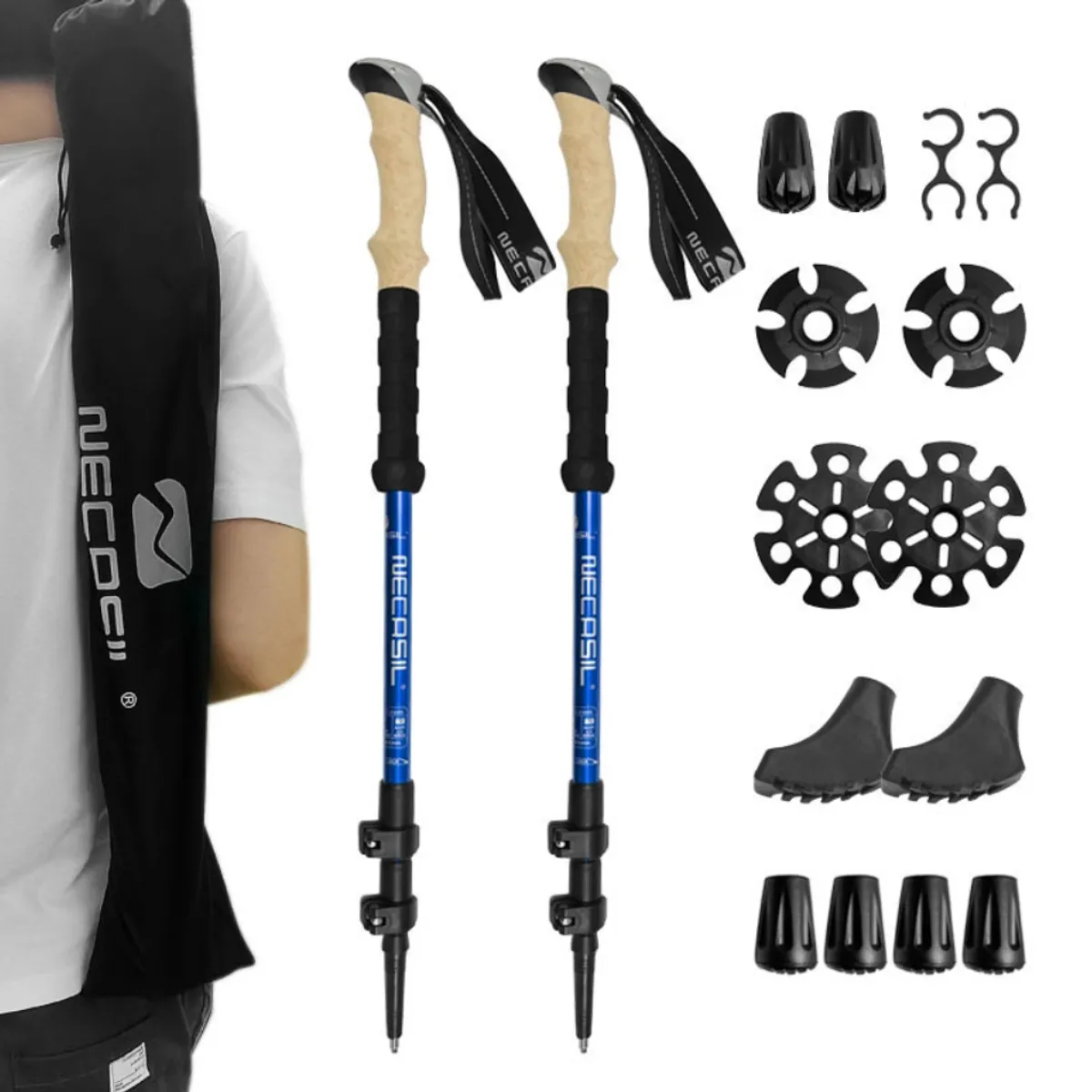 GENERICO - Bastones De Trekking Set De 2 Plegables Aluminio Color:Azul