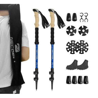 Generico Bastones De Trekking Set De 2 Plegables Aluminio