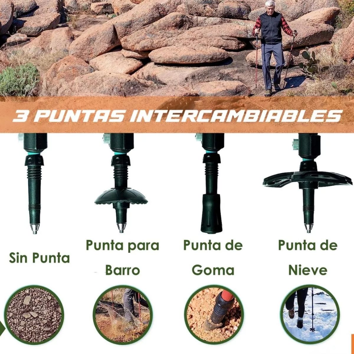 GENERICO - Bastones De Trekking Set De 2 Plegables Aluminio Color:Azul