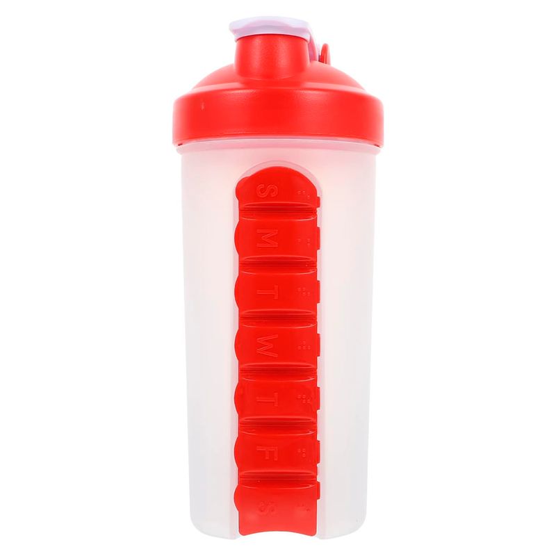 GENERICO - Botella De Agua 600ml + Pastillero Organizador De Pastilla Rojo