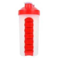 GENERICO - Botella De Agua 600ml + Pastillero Organizador De Pastilla Rojo