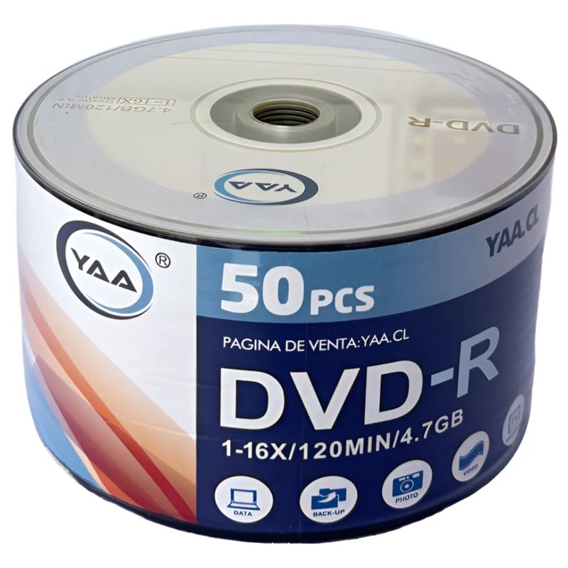 GENERICO - Dvd-r Cursor Yaa 4,7gb 16x 50 Unidades.