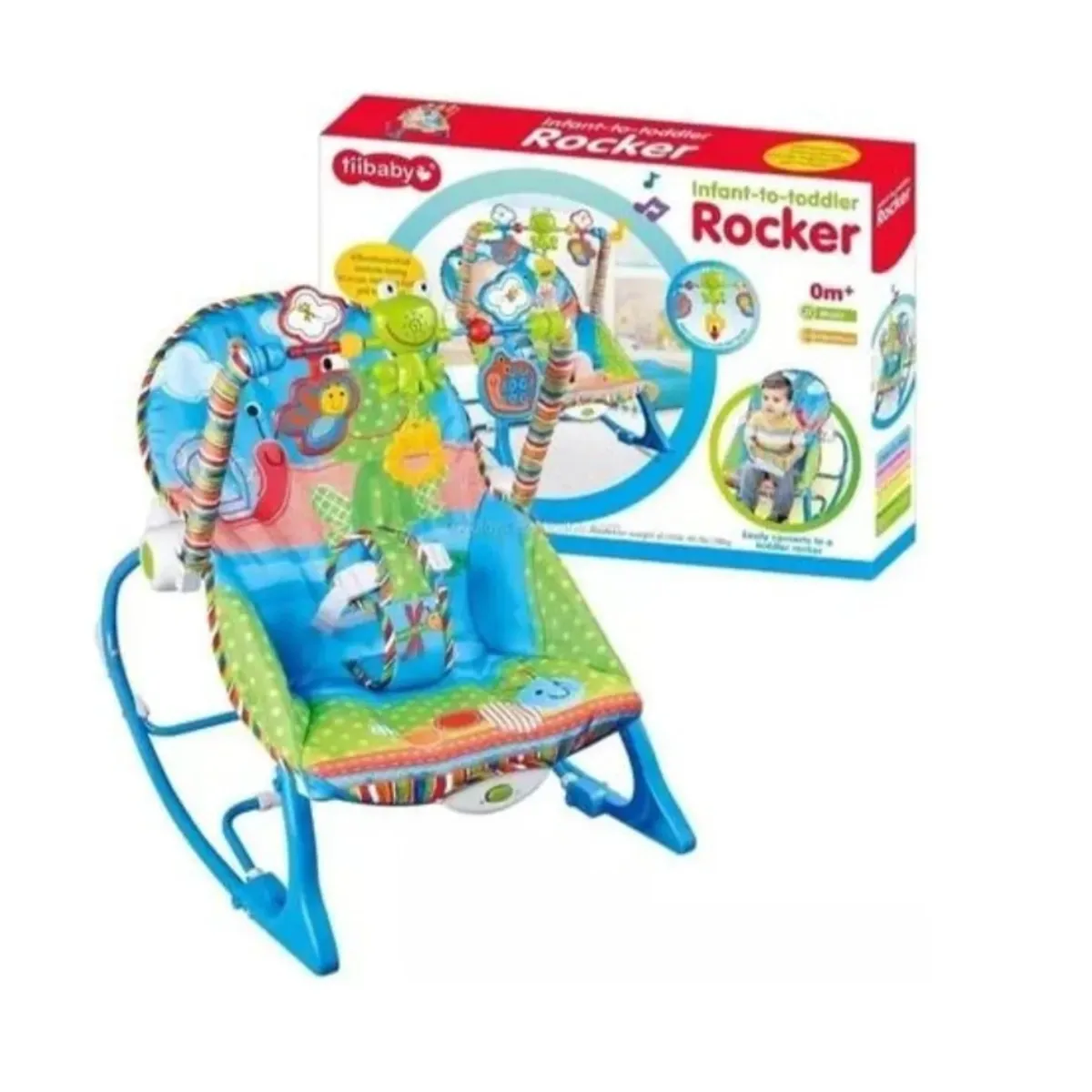 GENERICO - Silla Mecedora Vibratoria Multifuncional Para Bebes Azul