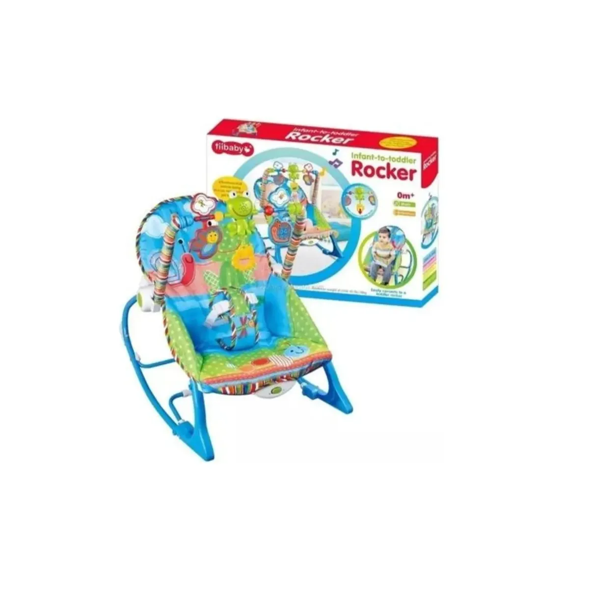 GENERICO - Silla Mecedora Vibratoria Multifuncional Para Bebes Azul