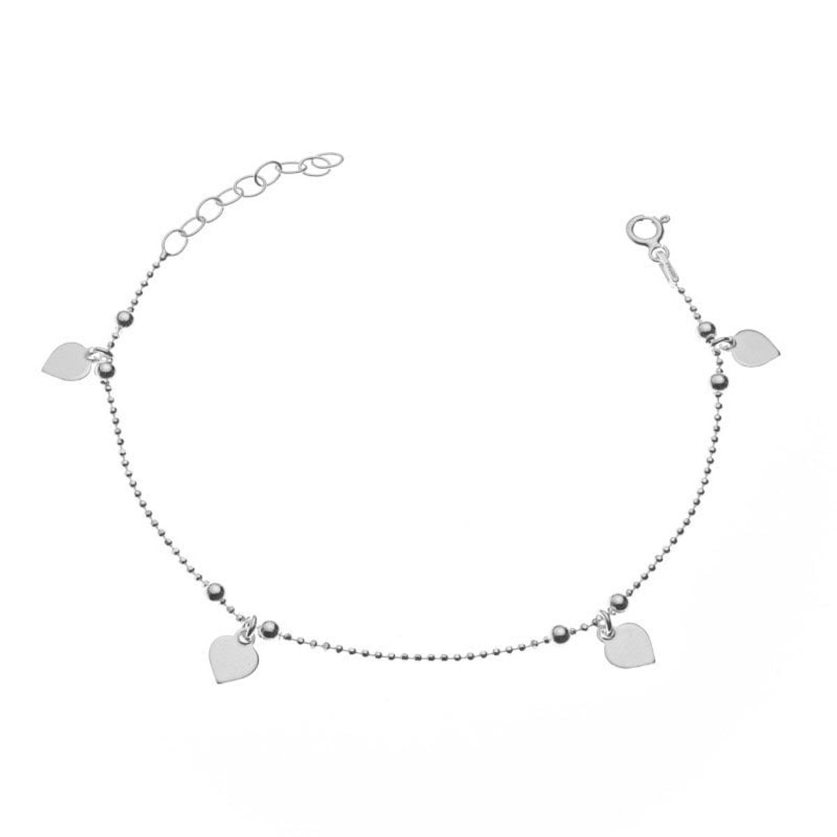 COGGIOLA - Pulsera Cadena Bolitas Corazones Plata Fina 925