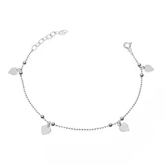 ANDREA COGGIOLA JOYAS - Pulsera Cadena Bolitas Corazones Plata Fina 925