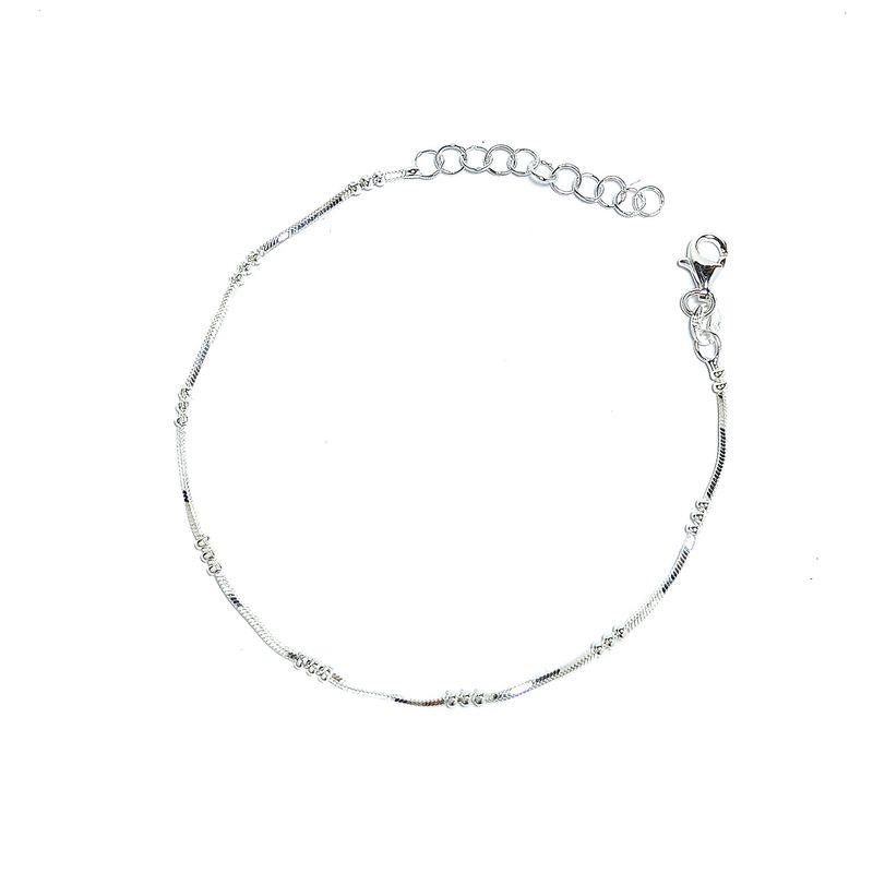 ANDREA COGGIOLA JOYAS - Pulsera Cola De Topo 4 Bolitas Plata Fina 925