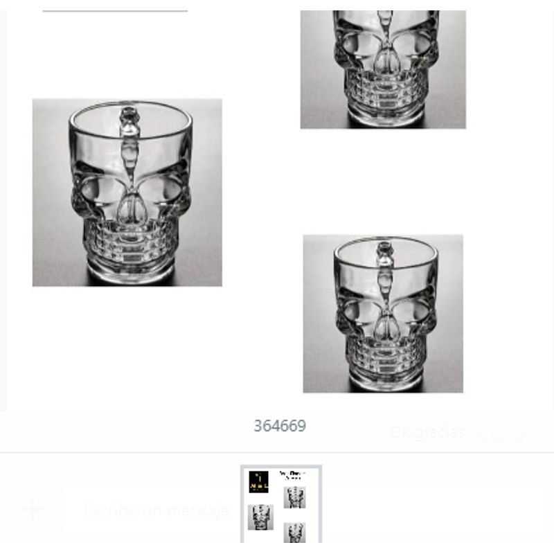 GENERICO - Vaso Shopero Calavera De Vidrio Para Bebidas