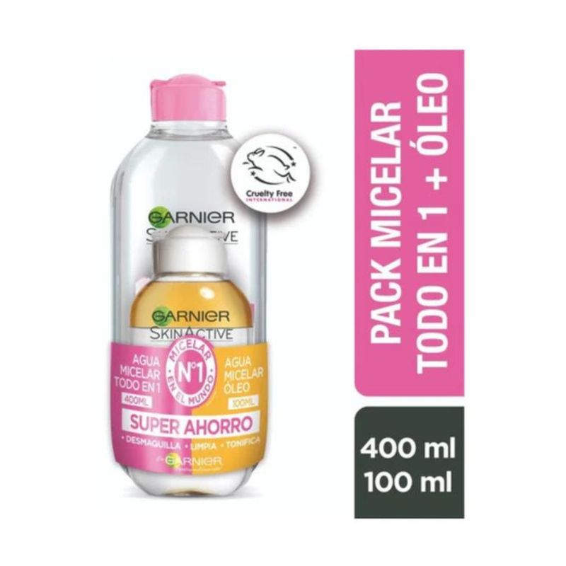 GARNIER - Pack Micelar Rosa 400 ML + Oleo 100 ML.