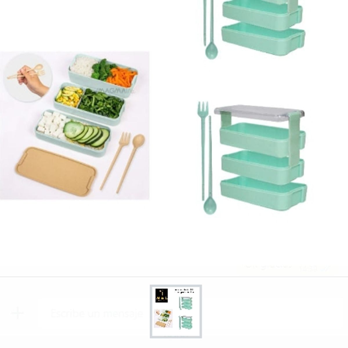 GENERICO - Lonchera Portatil De 3 Compartimientos Plastico