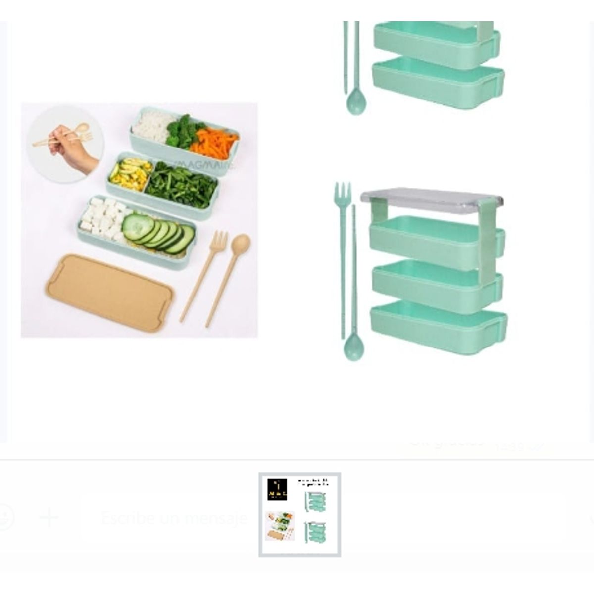 GENERICO - Lonchera Portatil De 3 Compartimientos Plastico