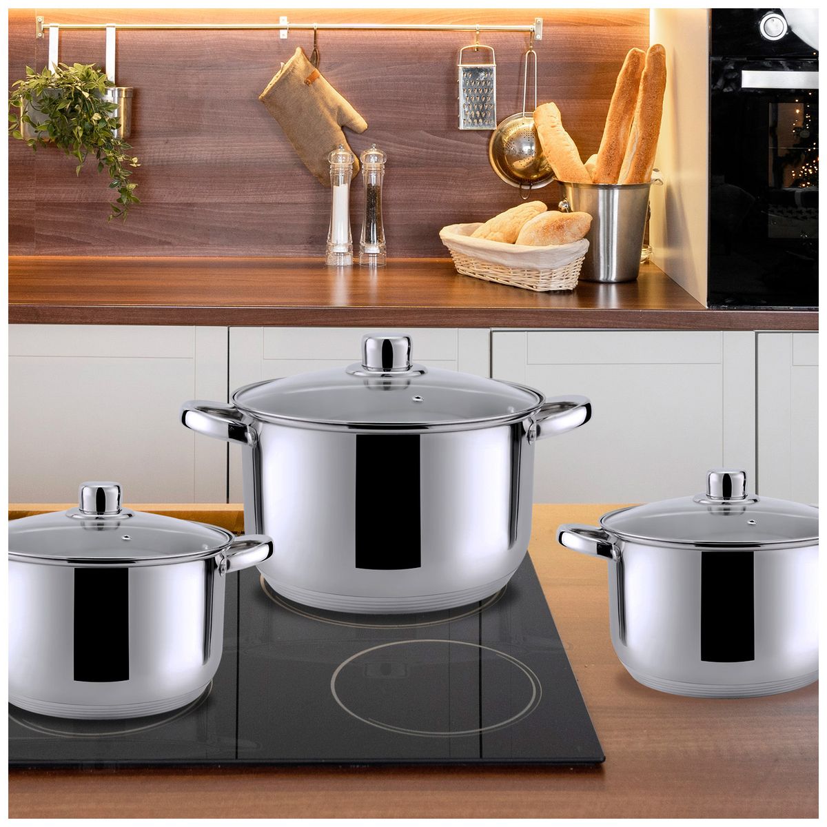 HAUSROLAND - Batería 6 piezas acero inoxidable Dresden