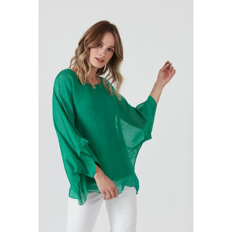 PRIVILEGE - Blusa con seda verde PRIVILEGE 883 - Verde