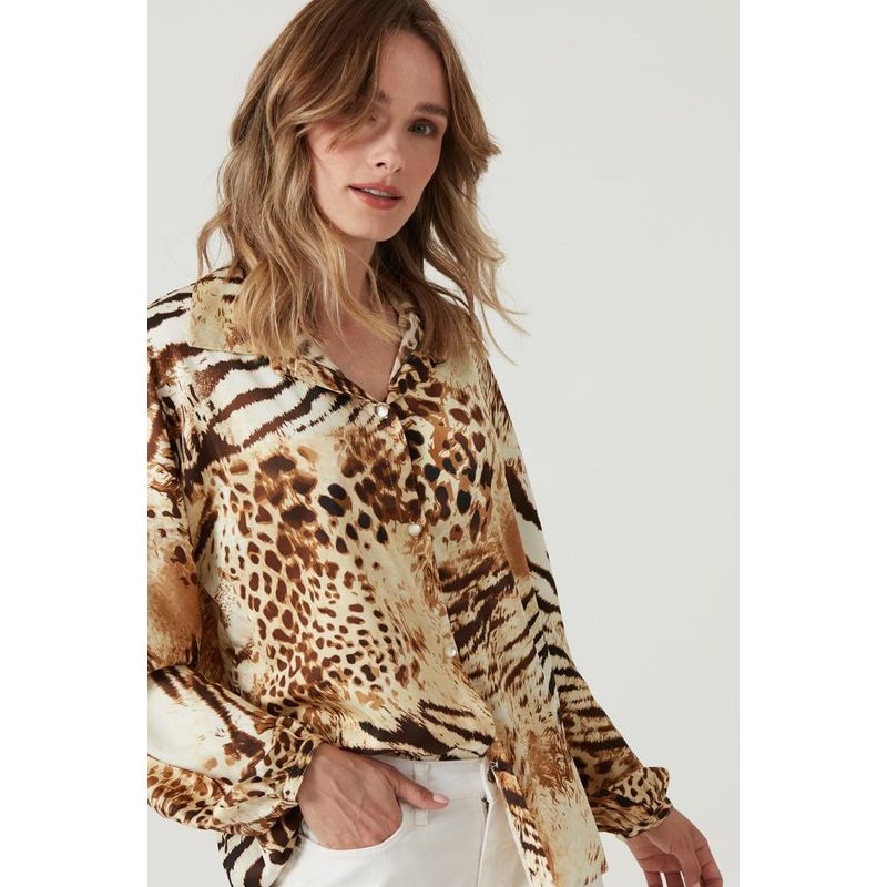PRIVILEGE - Blusa beige estampada PRIVILEGE 852 - Beige