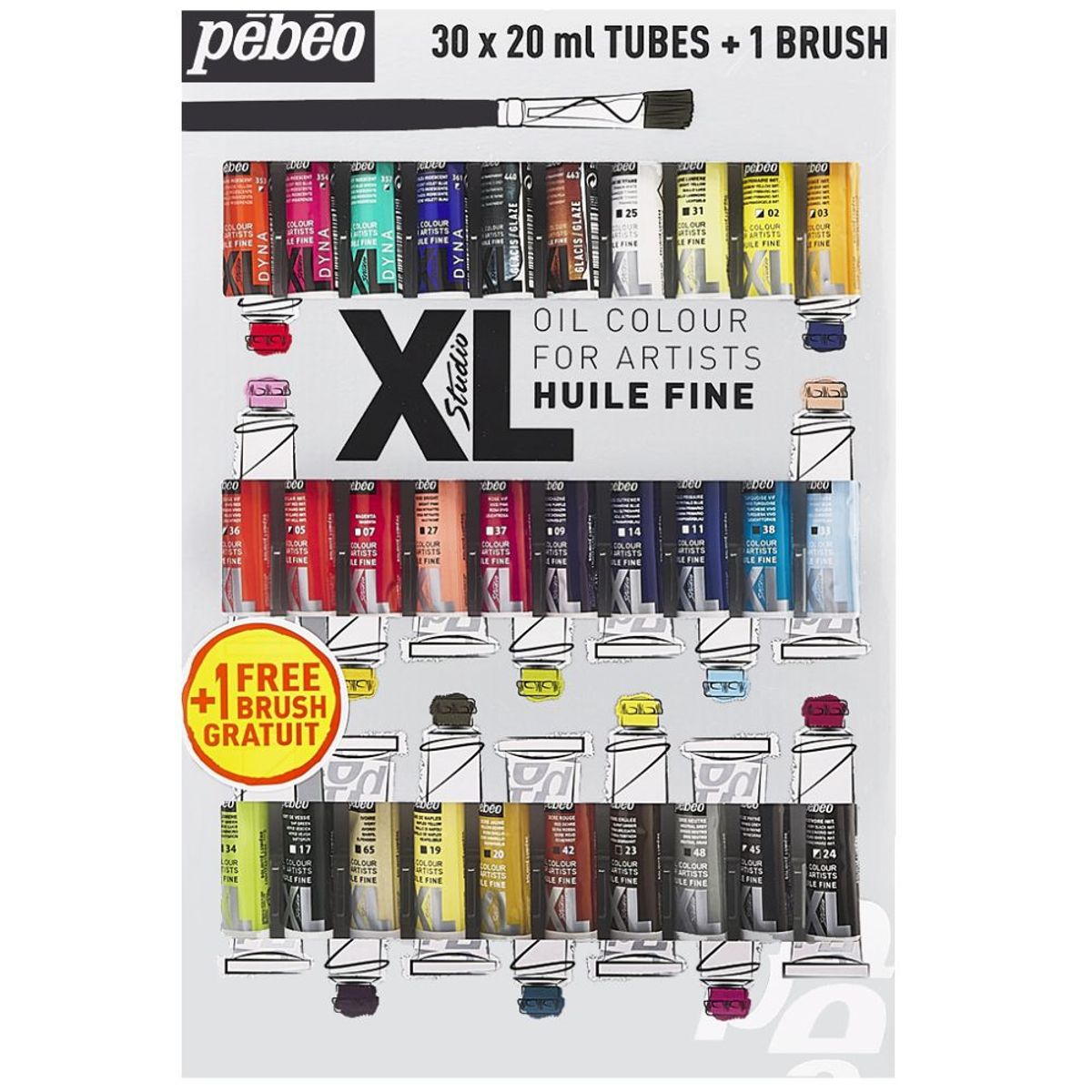 PEBEO - Óleo Pebeo XL Studio Set 30 Colores 20ml + Pincel