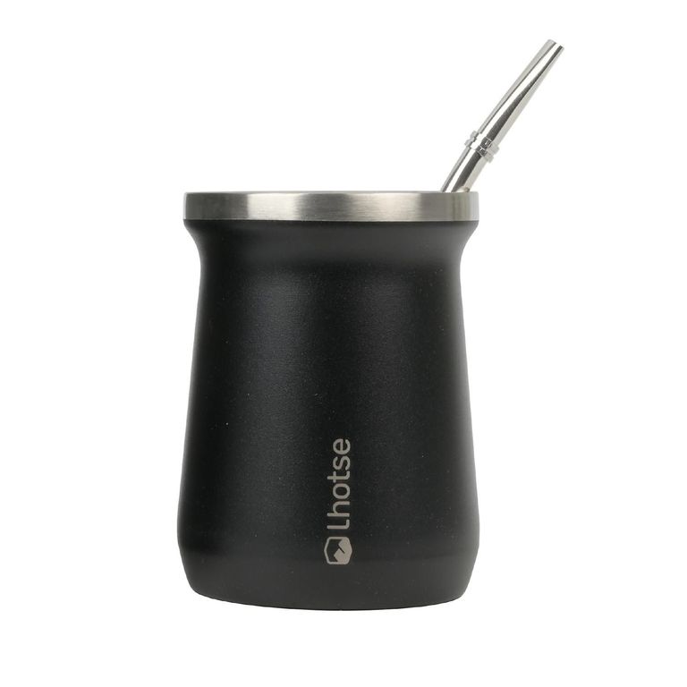 Mate Acero Inoxidable con Bombilla - Negro