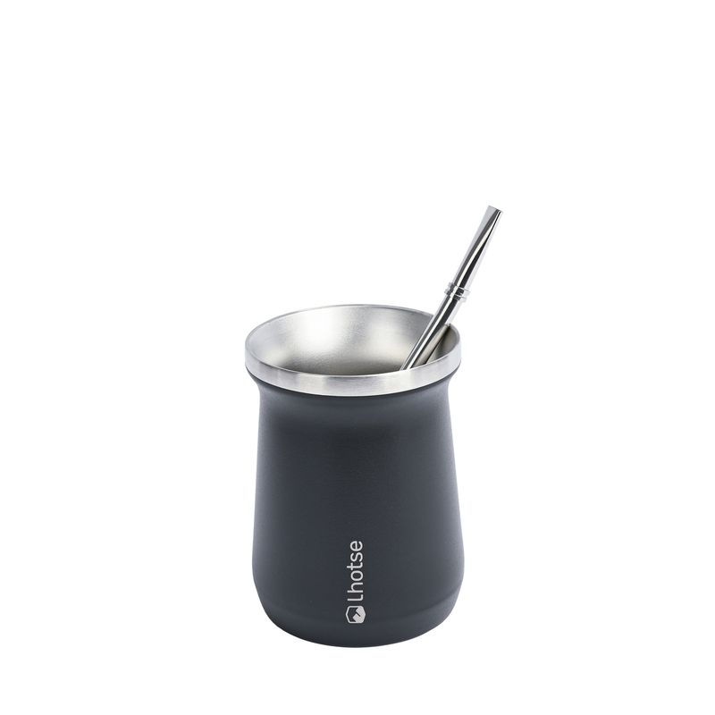 LHOTSE - Mate Acero Inoxidable con Bombilla Lhotse Black - Negro