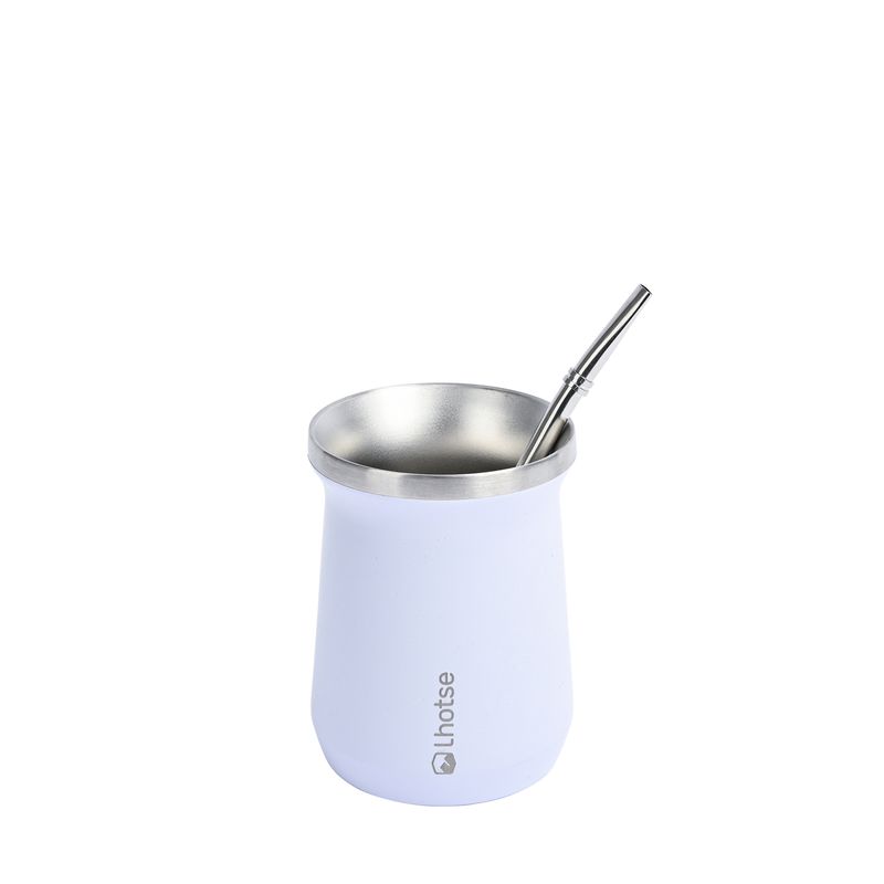 LHOTSE - Mate Acero Inoxidable con Bombilla Lhotse Black - Blanco