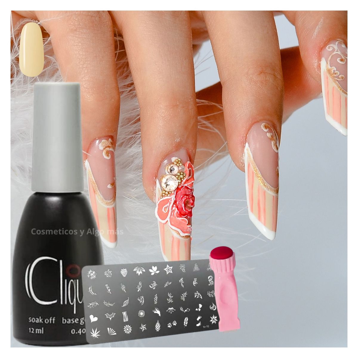 GENERICO - Kit de stamping para decoracion mas builder base nude clique.-