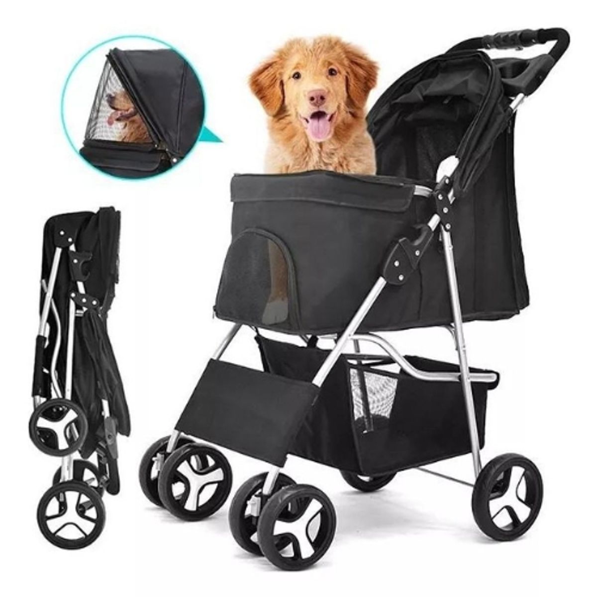 GENERICO - COCHE PARA MASCOTAS 4 RUEDAS PERROS GATOS CONEJO