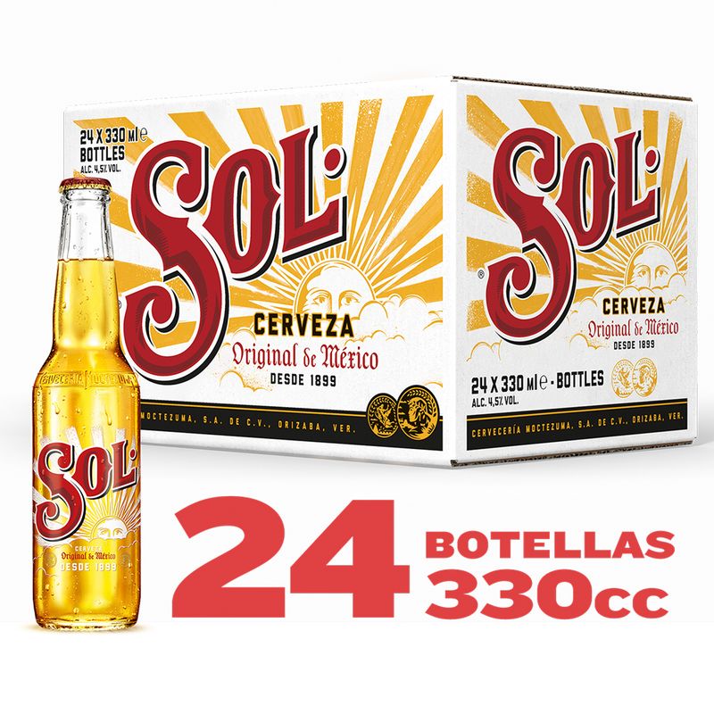 SOL - 24x Cerveza Sol Botellín 4,5° 355Cc
