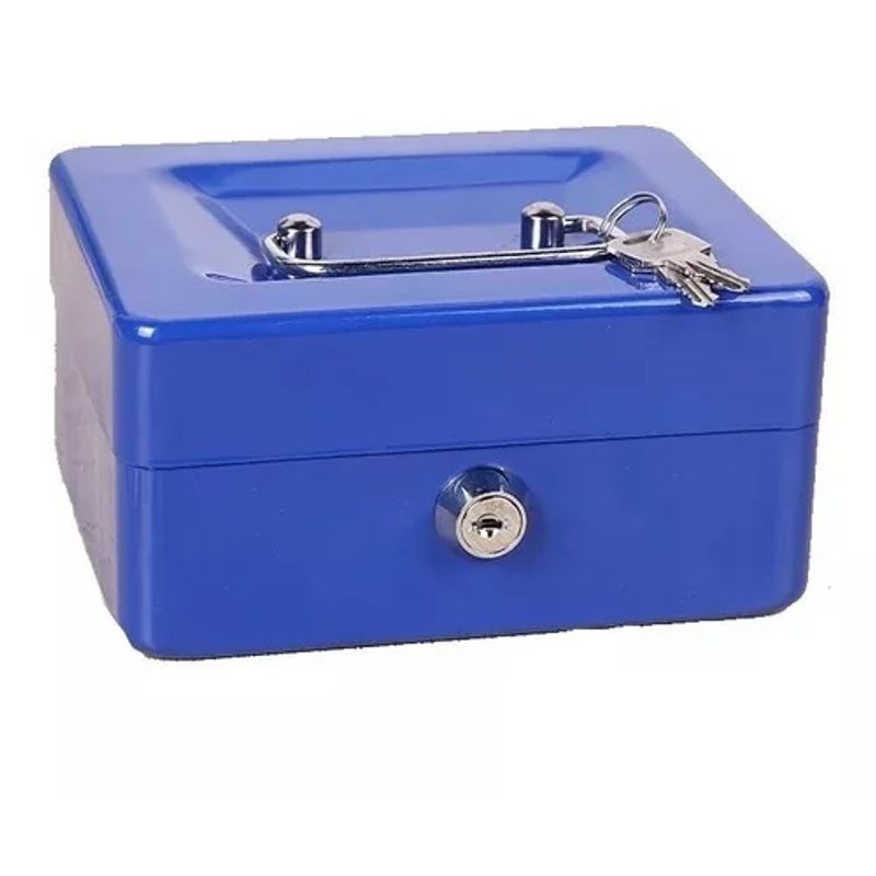 GENERICO - Caja Fuerte Metálica Con Llave Para Dinero 15x12 269002 Azul