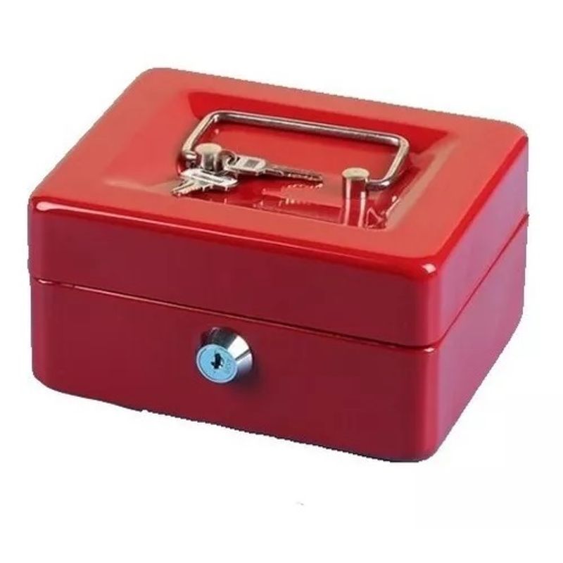GENERICO - Caja Fuerte Metálica Con Llave Para Dinero 15x12 269002 rojo