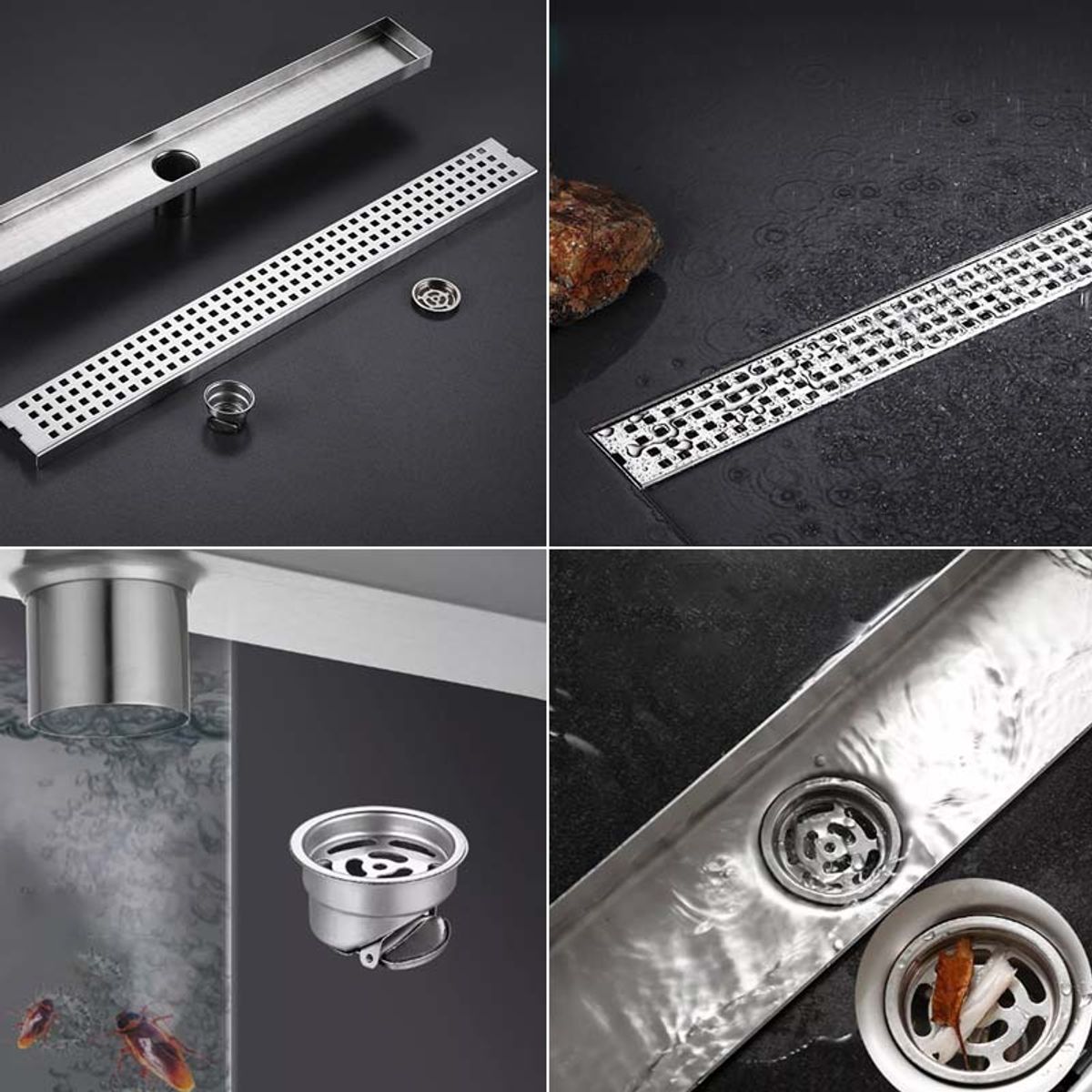 DEKANO - Rejilla De Cubierta Drenaje Piso Ducha Acero Inoxid 100×10cm