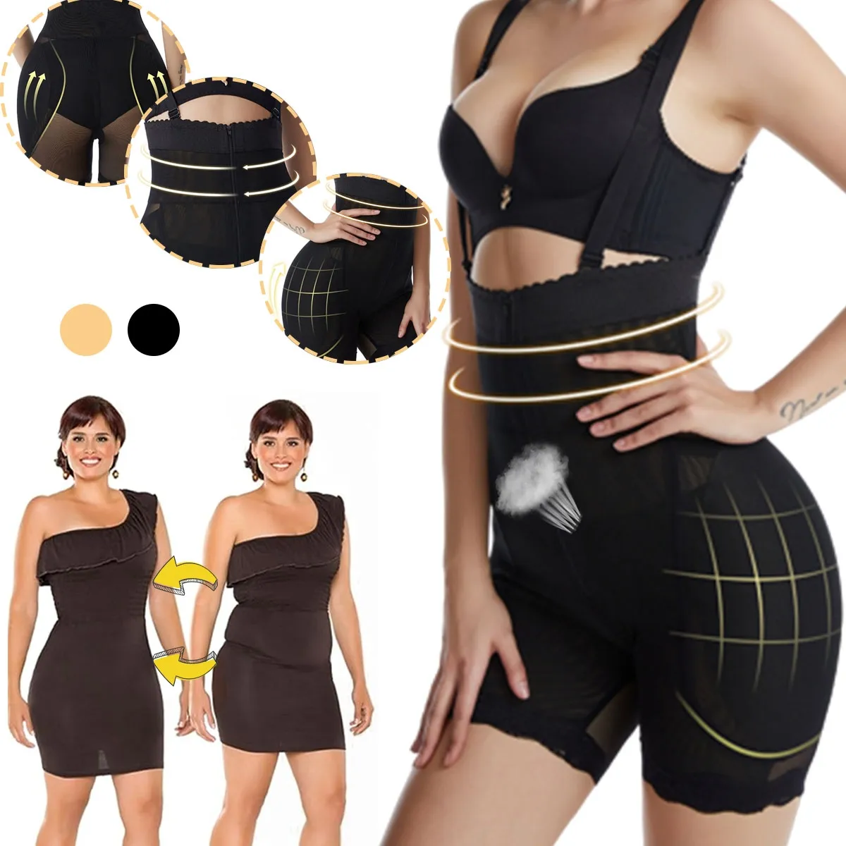 EDWINAYY - Faja Reductora De Abdomen Invisible Calzón Levanta Glúteos