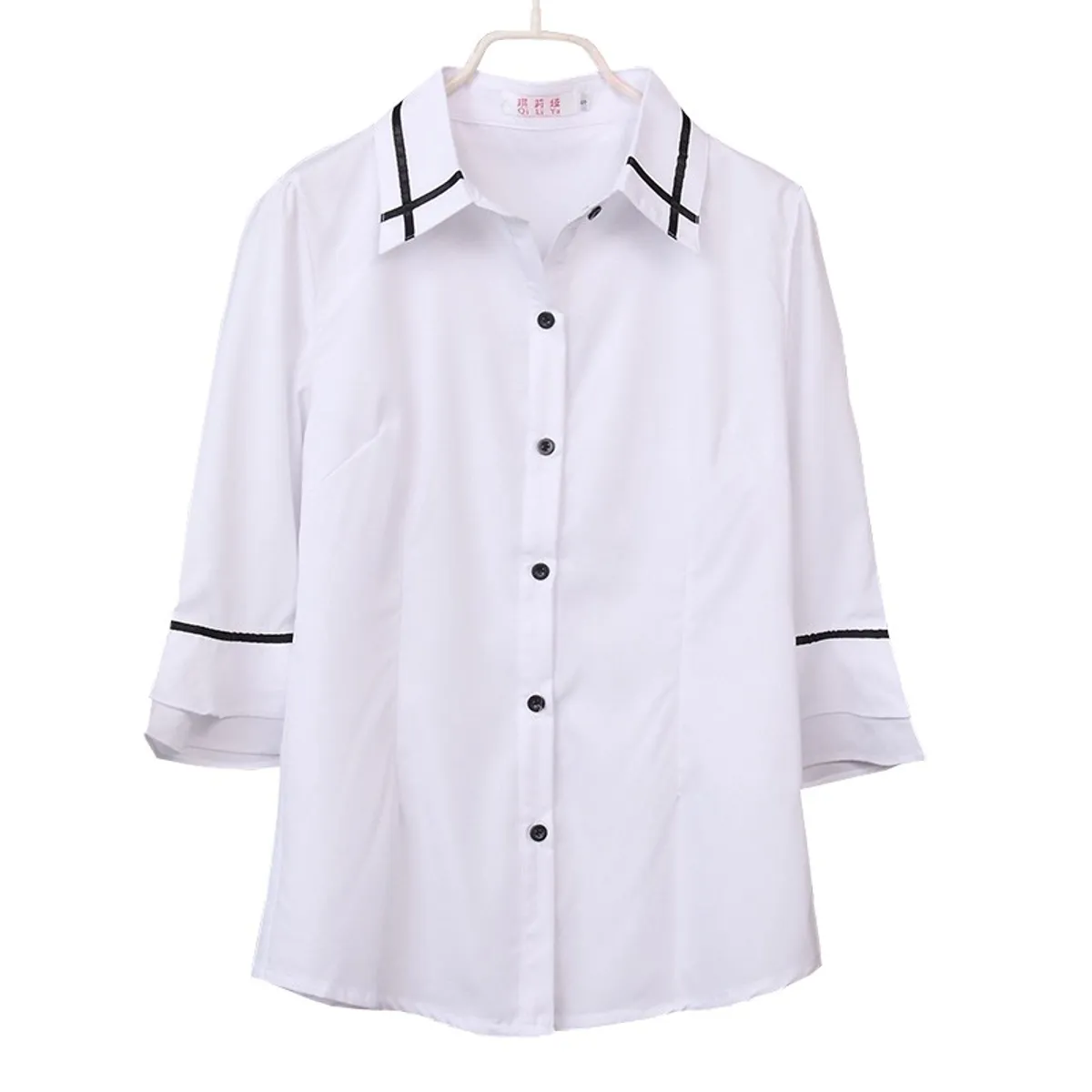 EDWINAYY - Blusas Largas Formal Slim Fit Uniforme Top Oficina De Mujer