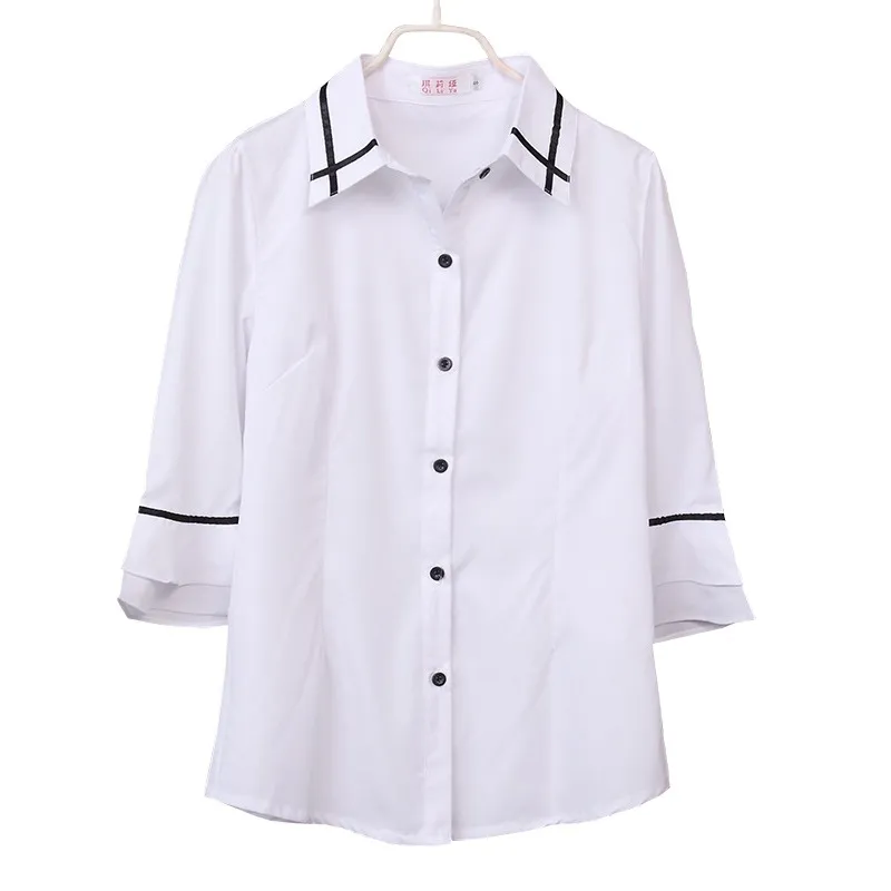 EDWINAYY - Blusas Largas Formal Slim Fit Uniforme Top Oficina De Mujer