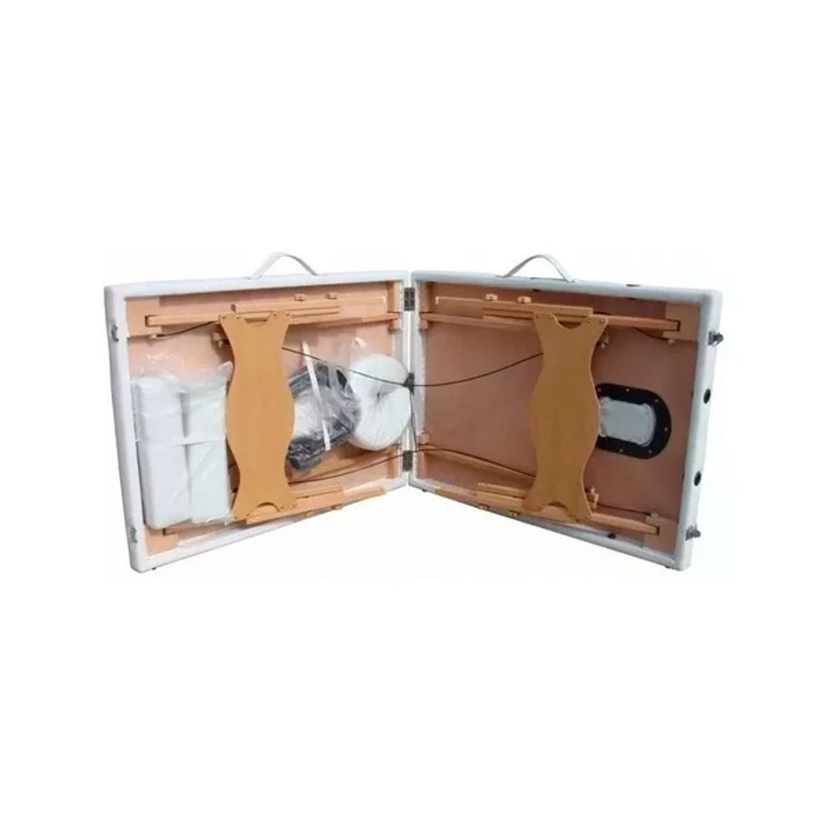 SDFIT - Pack Silla masajes + Camilla masajes madera 2 cuerpos Mso-001 - Crema