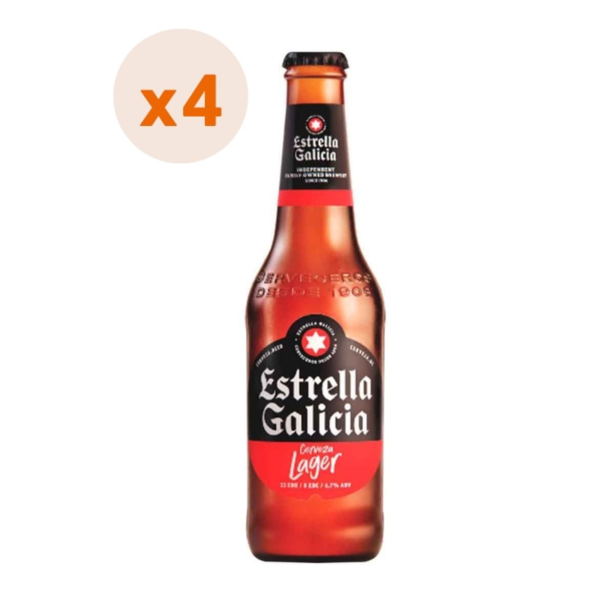 ESTRELLA GALICIA - 4X Cerveza Estrella Galicia Botellín 4,7° 330Cc
