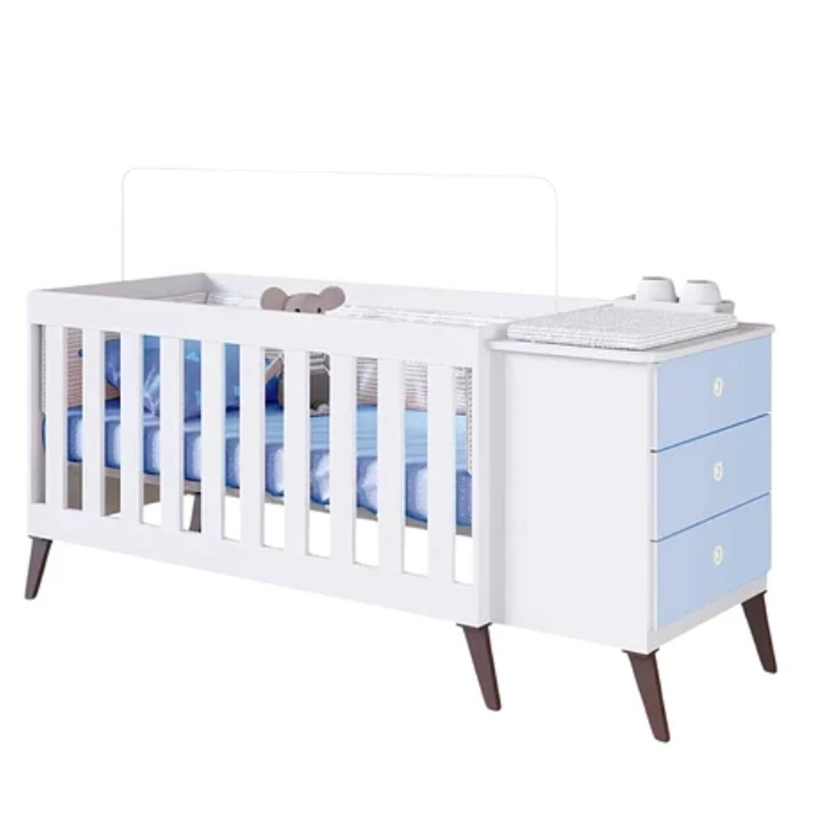 KIDSCOOL - Cuna Con Cajonera Encanto Azul