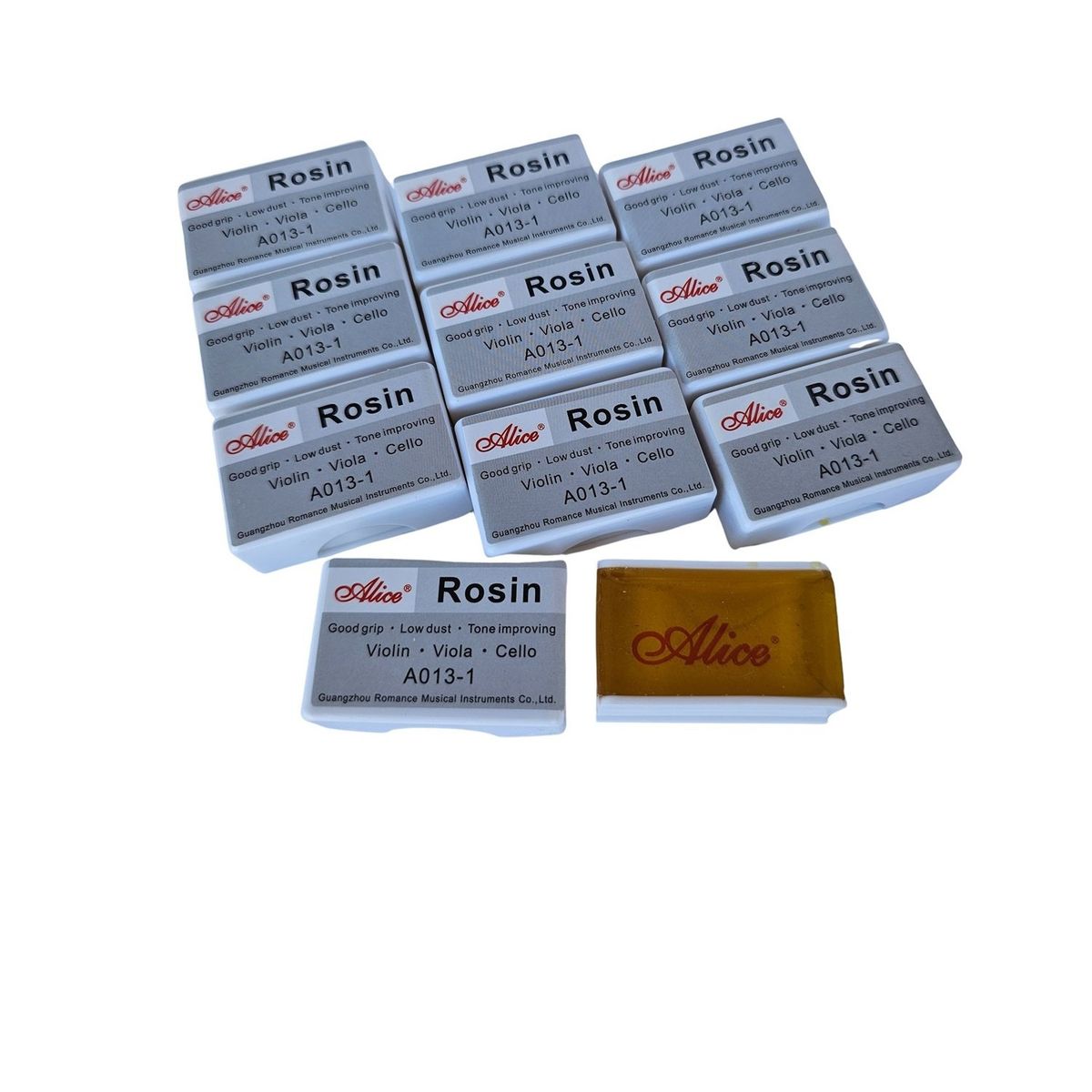 ALICE - Pack 10 Resina Pecastilla Colofonia Alice A013-1 Violín Cell